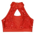 thumbnail image 3 of YONGHS Kids Girls Sleeveless Modern Jazz Dance Tank Tops Shiny Sequins Performance Vest Shirt Red 10, 3 of 5