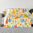 thumbnail image 1 of XMXT Throw Blanket, Orange Bottle Leaf Print Machine Washable Blankets for Sofa, 60 x 50 inches, 1 of 9