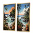 thumbnail image 3 of Designart "Tropical Paradise by the Coast II" Coastal Tropical Framed Wall Art Set Of 2 - Multi-Color Beach Framed Canvas Set For Living Room Decor, 3 of 6