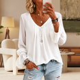 thumbnail image 6 of WCJM Women's Long sleeve T-shirt Long Sleeve Chiffon Shirts Women V Neck Front Loose Fit Blouses Casual Elegant Wardrobe Tops, 6 of 6