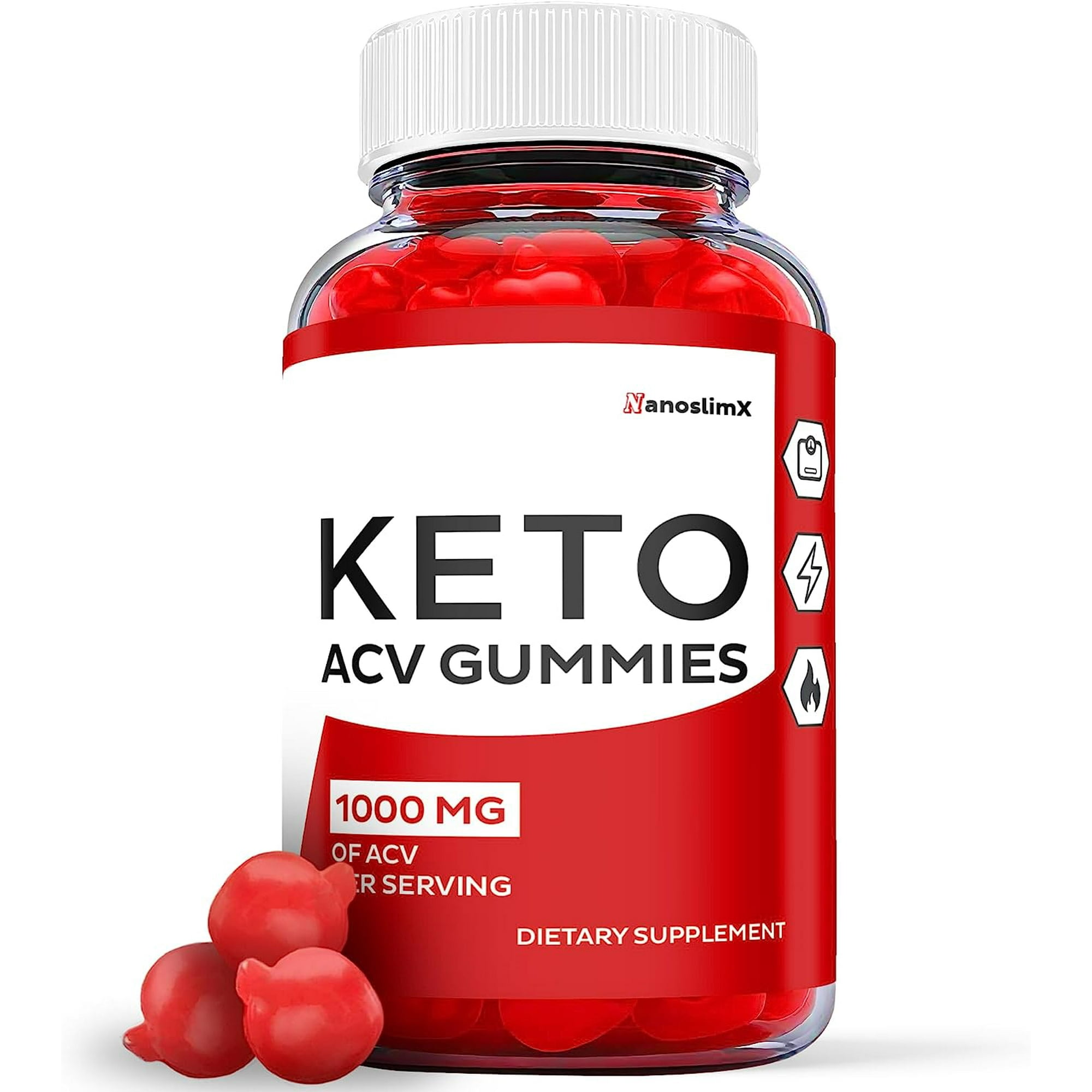 (1 Pack) Nano Slim X Keto ACV Gummies - Supplement for Weight Loss - Energy & Focus Boosting Dietary Supplements for Weight Management & Metabolism - Fat Burn - 60 Gummies