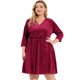 thumbnail image 4 of Women's Plus Size Dress Wrap Velvet V Neck 3/4 Sleeve Shiny Midi Party Dresses Burgundy 4X, 4 of 7