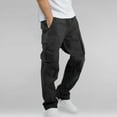 thumbnail image 2 of XDZJLR Mens Casual Pants Fashion Solid Color Cargo Jacquard Long Straight with Multiple Pocket Drawstring Pant, 2 of 4