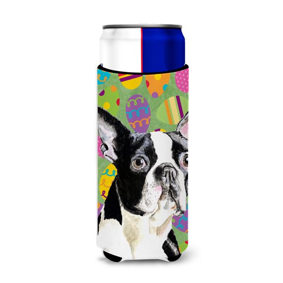 Carolines Treasures SC9440MUK Boston Terrier Easter Eggtravaganza Ultra Hugger for slim cans Slim Can multicolor