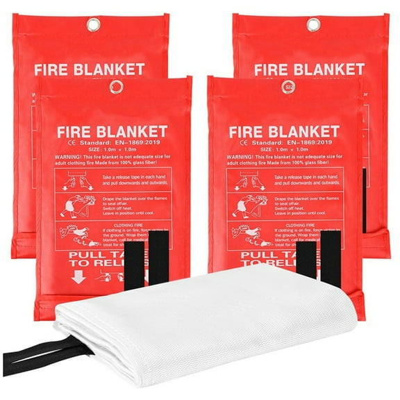 4PCS Emergency Fire Blanket for Home Extinguishing Blanket Fire Blankets for Home, Kitchen School Of White fiberglass fabric