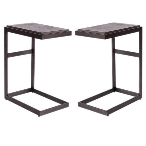 Home Square 2-Piece Furniture Modern View Laptop Table Set in Brown