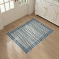 thumbnail image 3 of ODIKA 3'x5' Washable Area Rug Blue Cream Layering Striped Plaid Gingham Front Boho Design with Symmetrical Border for Hallway, Laundry Room, Non-Slip, Flatweave, Easy Care, 3 of 7