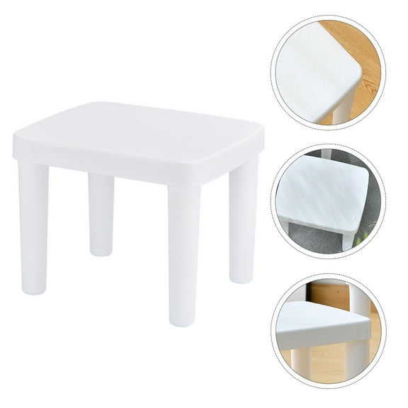ELAYARD 1Pc White Anti-Skid Stool Plastic Footstool for Household Indoor and Outdoor Use