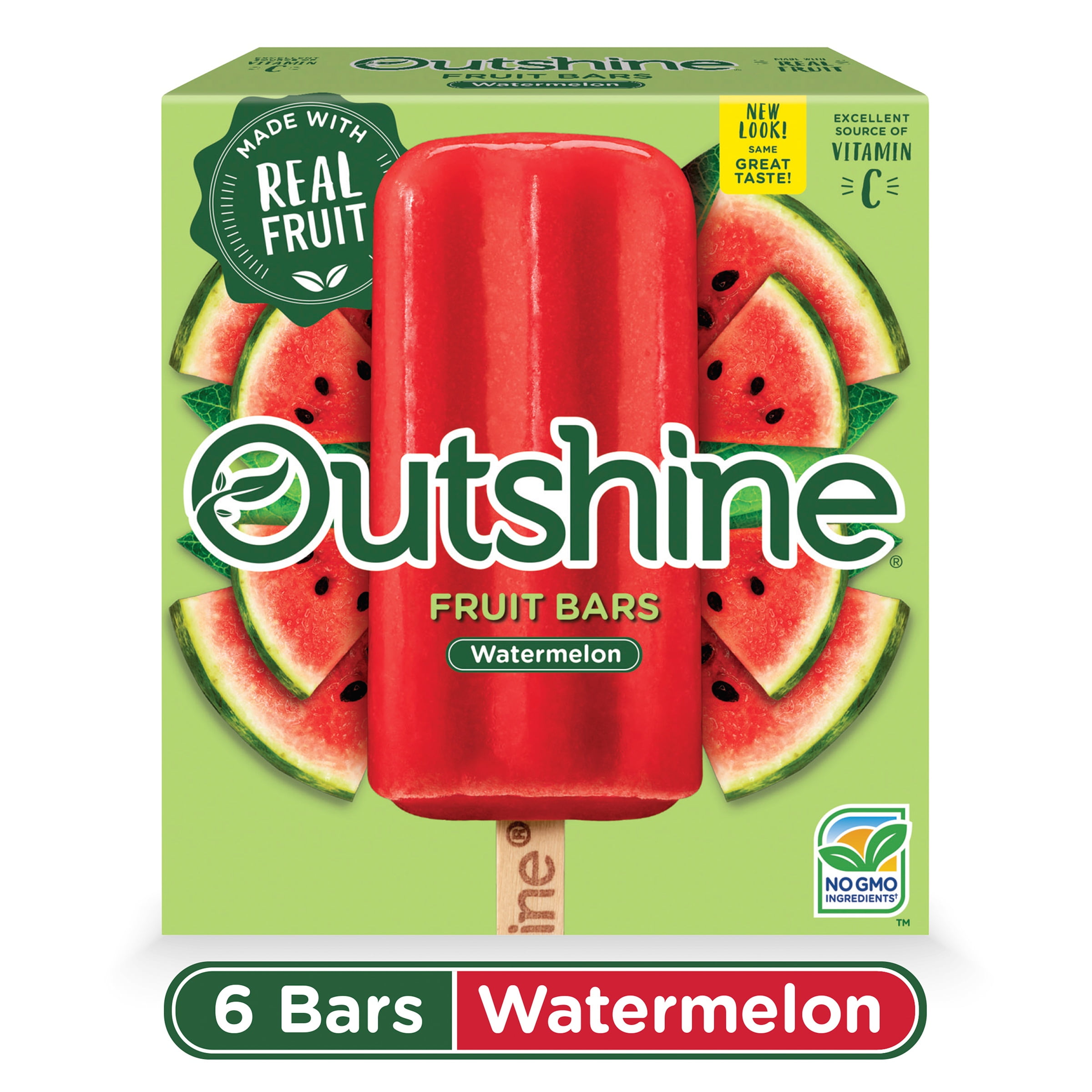 OUTSHINE Watermelon Frozen Fruit Bars, 6 Ct. Box Gluten Free Non