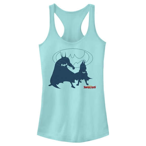 Junior's DC League of Super-Pets Batman and Ace Silhouettes  Racerback Tank Top Cancun X Small