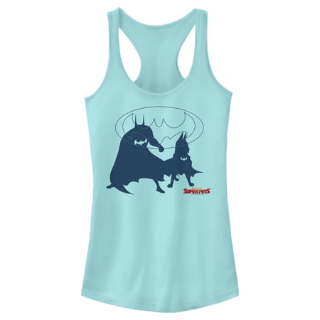Junior's DC League of Super-Pets Batman and Ace Silhouettes Racerback Tank Top Cancun X Small