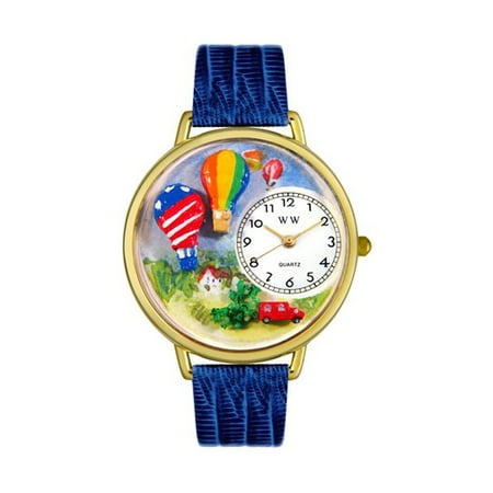 Whimsical Hot Air Balloons Royal Blue Leather And Goldtone Watch