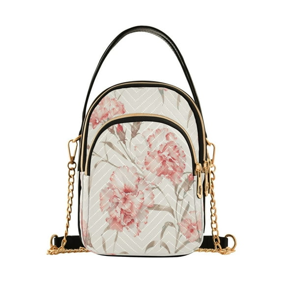 ALAZA Chain Crossbody Bags for Women Carnation Flowers Shoulder Handbag Phone Purse