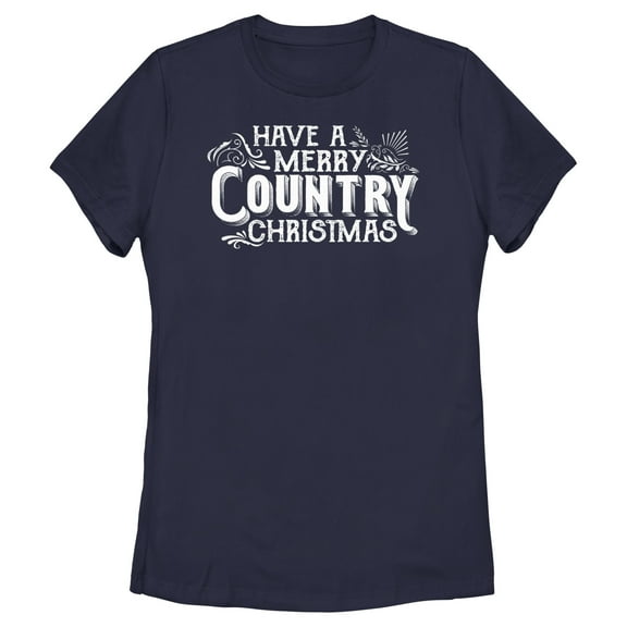 Women's Lost Gods Have a Merry Country Christmas  Graphic Tee Navy Blue Large
