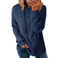 thumbnail image 3 of TKLPEHG Womens Hoodies Casual Waffle Knit Long Sleeve Drawstring Pullover Sweatshirts Solid Color Hooded Fall Sweatshirts Clothes (Navy,M), 3 of 7