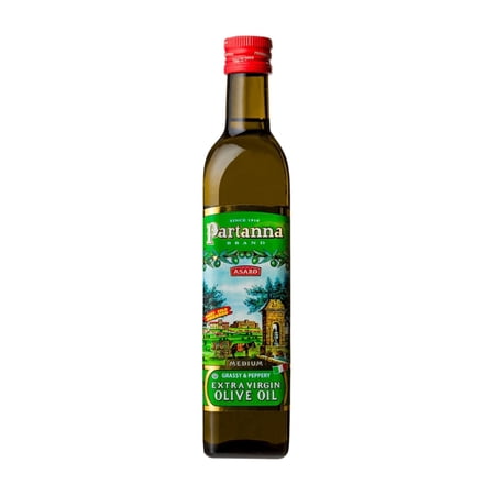 Partanna Everyday Medium Extra Virgin Olive Oil - -Premium Castelvetrano & Cerasuola Oil - High Polyphenol - First Cold Pressed - Early Harvest in Sicily - 16.9oz (500 ML) Glass