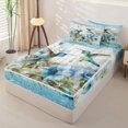 thumbnail image 2 of Homewish Girl Cartoon Hummingbird Zipper Full Size Comforter Sets with Fitted Sheet and 2 Pillowcases, Blue Flower Zipper Bedding Set, Polka Dots Reversible, 4-Piece, 2 of 6