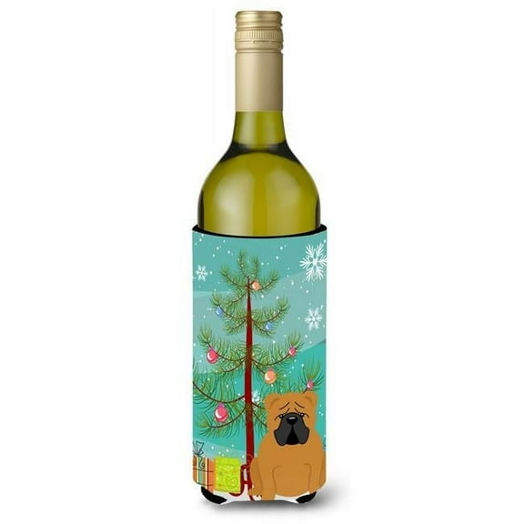 Carolines Treasures Merry Christmas Tree English Bulldog Red Wine Bottle Beverge Insulator Hugger Wine Bottle