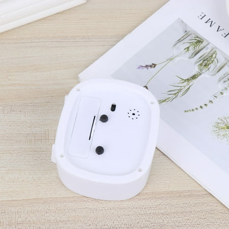 Hemobllo Small White Desktop Alarm Clock Simple Square Design with Clear Alarm Sound