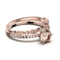 thumbnail image 2 of Beautiful Art Deco 1.75 Carat Round Cut Morganite And Diamond Moissanite Engagement Ring, Wedding Ring, One Matching Band in 925 Sterling Silver With 18k Rose Gold Plating Gift For Her, Promise Ring, 2 of 3