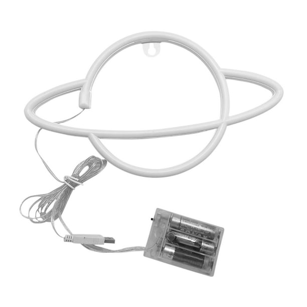 FLhrweasw Lámpara Neón Con Forma Planeta Elíptica Nocturna LED Doble Uso (E)
