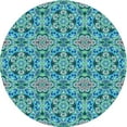 thumbnail image 1 of Ahgly Company Machine Washable Indoor Round Transitional Turquoise Green Area Rugs, 5' Round, 1 of 7