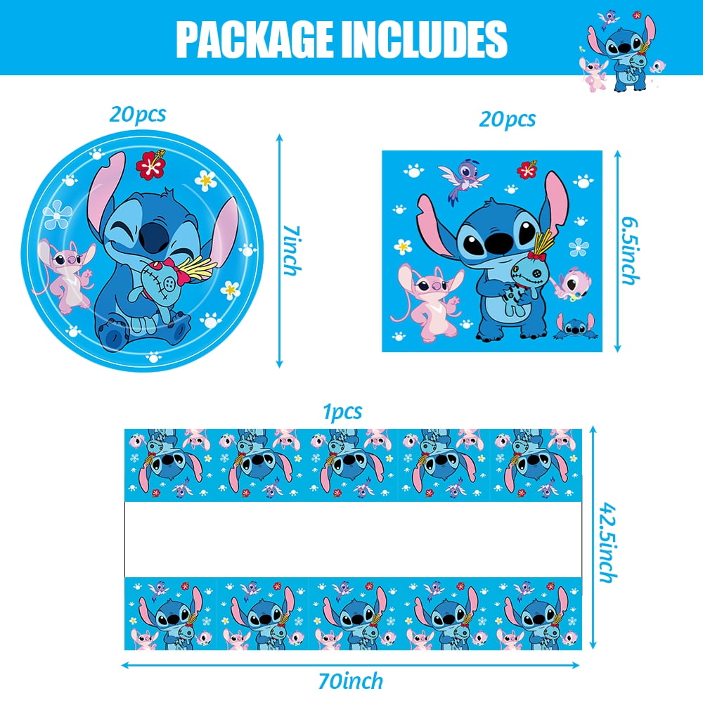 60pcs Stitch Party Supplies Lilo& Stitch Birthday Party Favors Includes  Cups Plates Napkins for Stitch Birthday Baby Shower Decor(Serve 20)