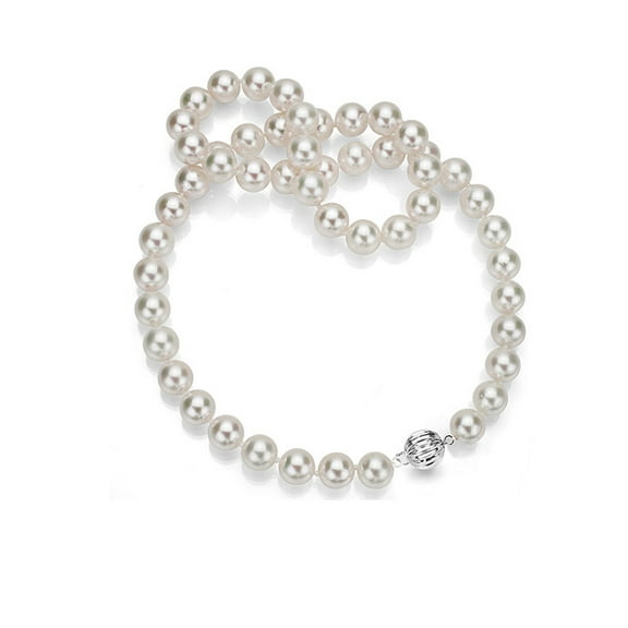 ADDURN 10-11mm White Genuine Cultured Freshwater Pearl 18" Necklace and Sterling Silver Ball Clasp