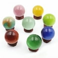 thumbnail image 2 of K-KED Beautiful Rare Natural Cat's Eye Stone Balls Quartz Crystal Reiki Healing Sphere-60 mm-Multicolor, 2 of 6