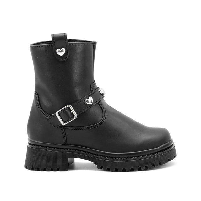 Bota NinosPara Mujer Chunky Hebilla Corazones Casuales negro 23