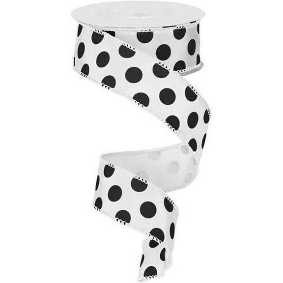 Craig Bachman 1.5 Inch Big Polka Dot Ribbon, White & Black