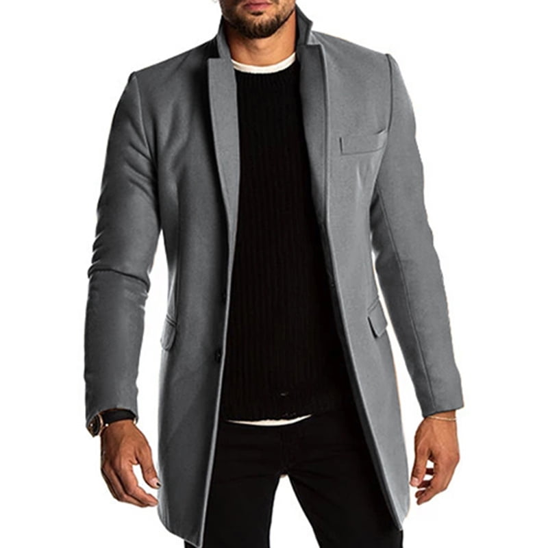 INCERUN Men's Parka Overcoat Casual Formal Long Sleeve Blazer Outwear ...