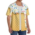 thumbnail image 3 of Disketp Men's Hawaiian White Ice Cream Print Shirts Button Down Holiday Beach Shirts-Small, 3 of 5