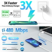 USB C Charger Fast Charging for iPhone 17 16 15 - 2Pack 20W PD USB C Wall Charger with 6FT Fast Charging Cable Compatible iPhone 17/17 Pro/17 Pro max/Air,16 15 Pro Max Plus, iPad, Android