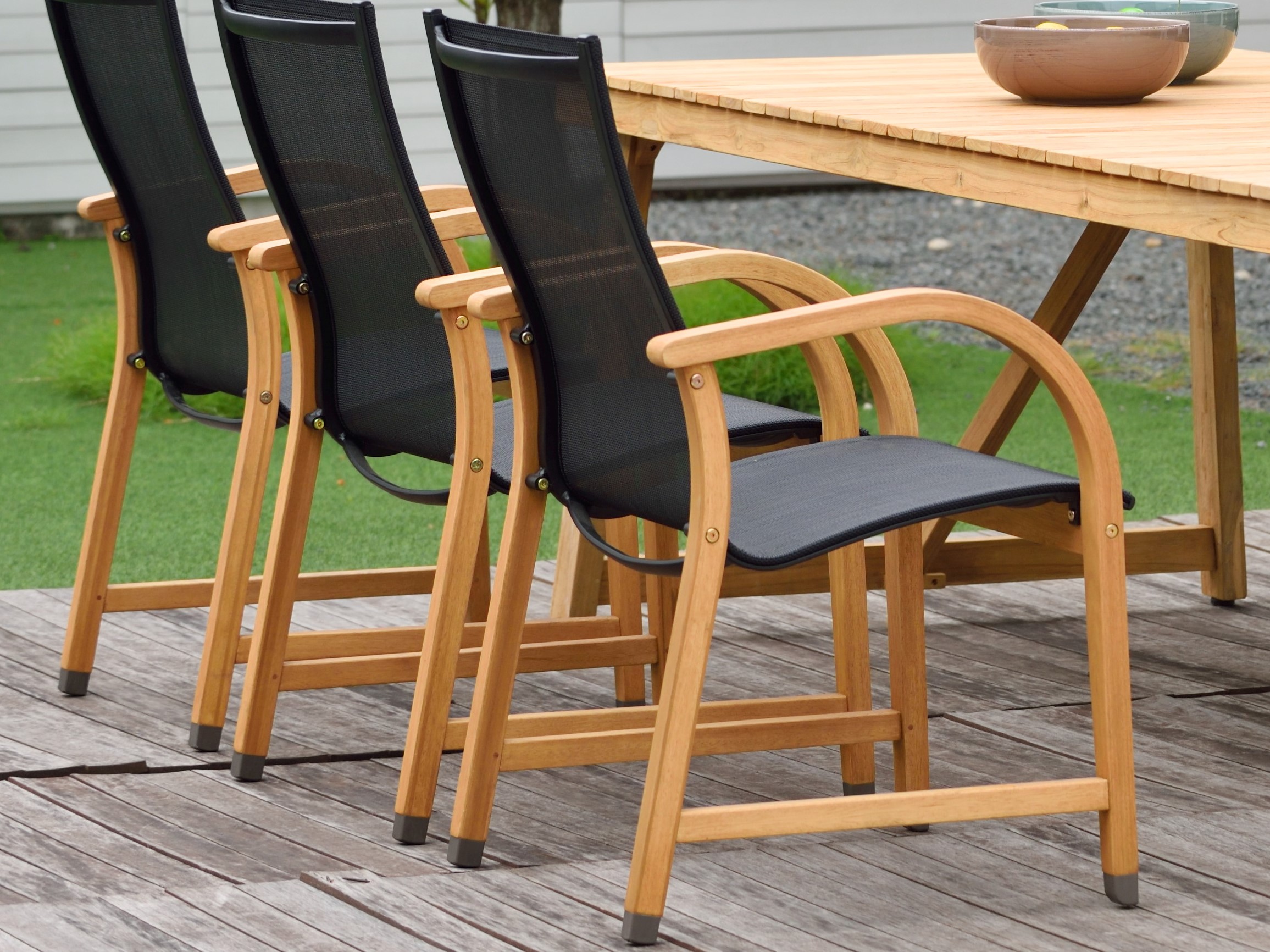 Amazonia Ulloa Teak Finish Patio Stacking Chairs, Set of 4