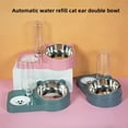 thumbnail image 4 of 2 In 1 Cat Double Bowls, Elevated Stainless Steel Cat Inclined Food Bowl With Automatic Water Bottle For Neck Protection, 4 of 6