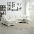 thumbnail image 2 of MAYEERTY 134x66" Chenille Modular Sectional Sofa - U-Shaped 6-Seat Sleeper with Double Cushions/Ottomans, Oversized for Living Room, 3 Colors, 2 of 10