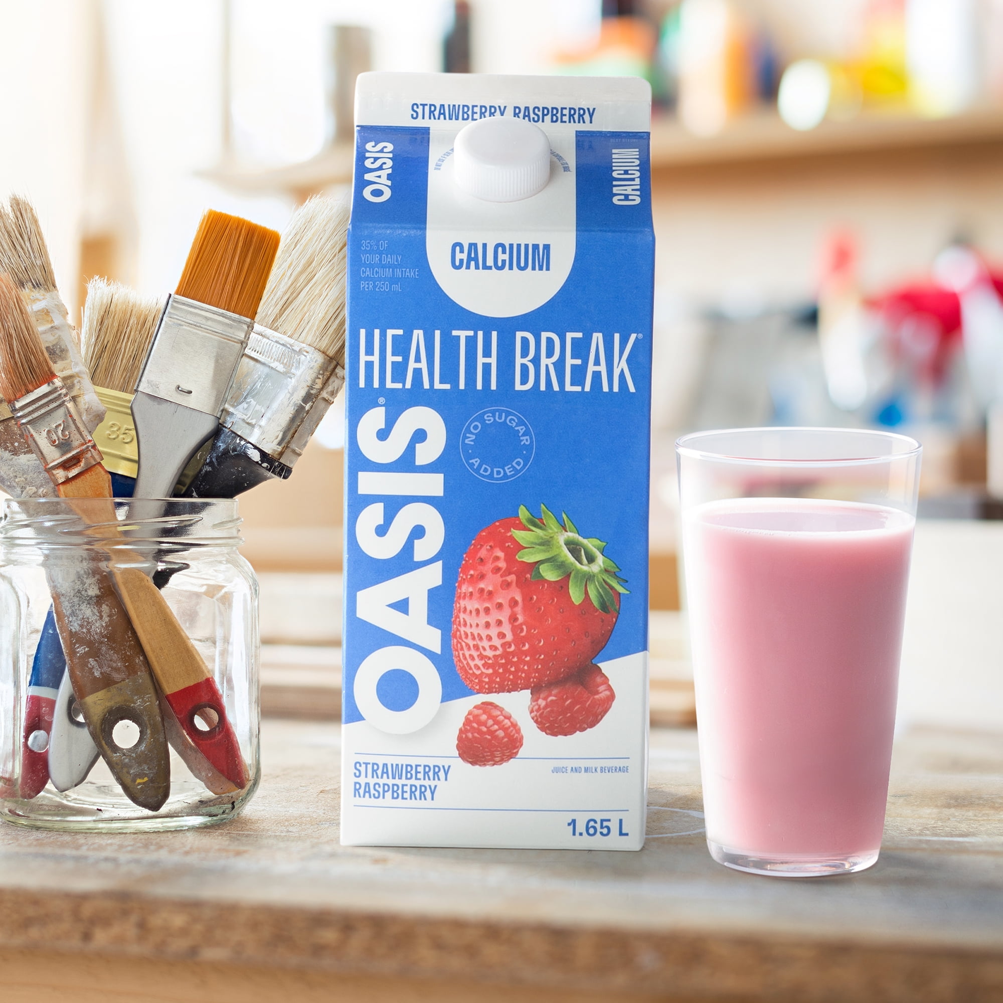 Strawberry Raspberry Drink with Calcium