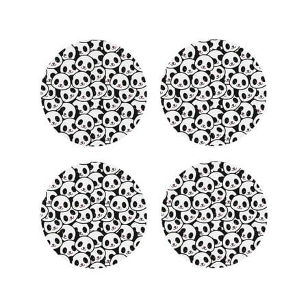 

Yiaed Cute Panda Face Print Leather Coasters for Drinks - Cup Coasters Coffee Table Kitchen Table Bar Home & Office Gifts Handmade Drink Coasters-Round Shape