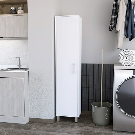 White Finish Cabinet With Five Shelves, For An Organized Life Five-shelve Cabinet, White, Versatile Different Rooms