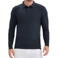 thumbnail image 1 of Camisa de polo de punto de negocios de color sólido de manga larga para hombre S azul oscuro, 1 of 6