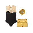 thumbnail image 4 of Jizyo Girls Tumbling Outfits Biketards with Shorts Gymnastics Leotards 4-16 Years Sports Workout Gold 4, 4 of 7