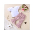 thumbnail image 2 of Toddler Girls Puff Sleeve Top + Printed Flared Pants 2 Pcs Bell Bottoms SUmmer Outfits Set, 2 of 9