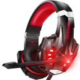 thumbnail image 1 of BENGOO Auriculares estéreo para juegos para PS4 PC Controlador Xbox One Auriculares supraaurales con cancelación de ruido con micrófono Luz LED Sonido envolvente de graves Orejeras de memoria suave pa, 1 of 8