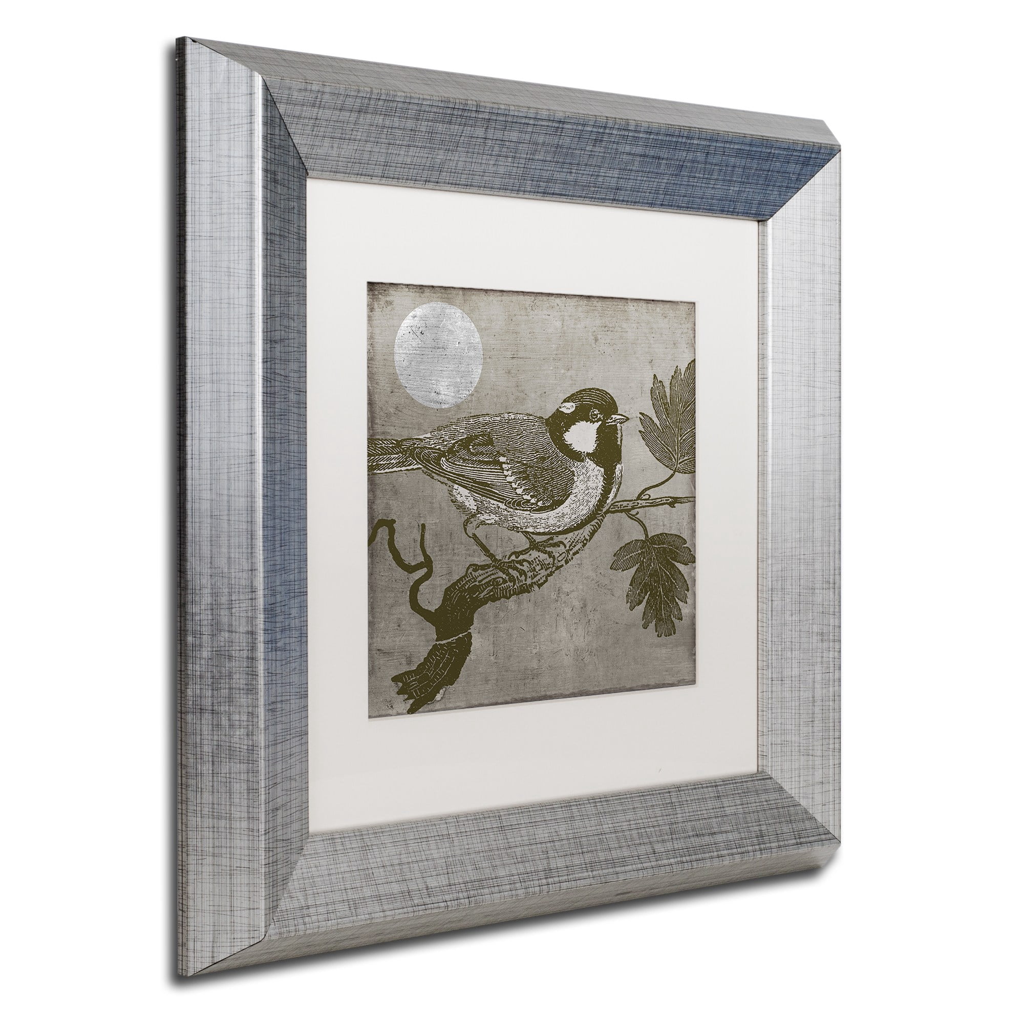 Trademark Fine Art "Moon Bird" Canvas Art by Color Bakery White Matte, Silver Frame