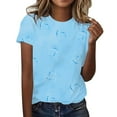 thumbnail image 2 of Womens Short Sleeve Tops Women's Spring/Summer Round Neck Love Printed Loose Casual Short Sleeve T Shirt Tops for Women, 2 of 4