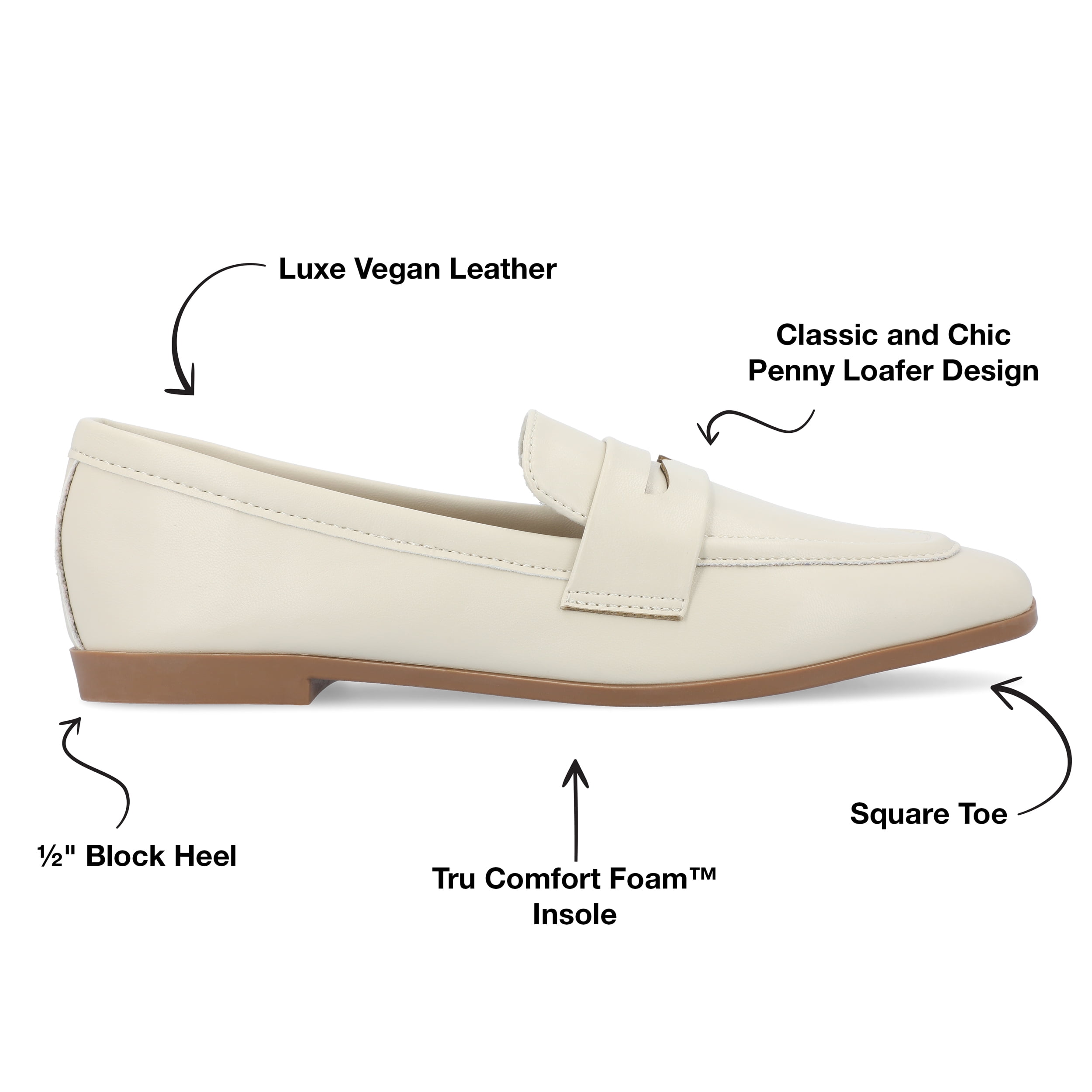 Journee Womens Myeesha Loafer Slip On Square Toe Dress Flats