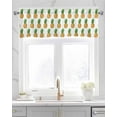 thumbnail image 2 of Summer Pineapple Linen Curtain Valance for Bedroom/Bathroom/Kitchen/Office/Living/Dining Room Windows,Exotic Tropical Fruit Geometric Stripes Pocket Topper Drapes Decorative Cafe Drapery Panel 60x18, 2 of 6