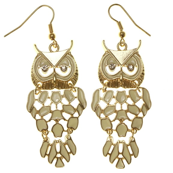 Gold-Tone Owl Shaped Drop Dangle Earrings For Women TME1021