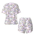 thumbnail image 5 of Kdxio Purple Rabbit Print Pajamas Sets for Women Short-Sleeved Pjs with Lounge Shorts Two Piece Sleepwear S-4XL, 5 of 9